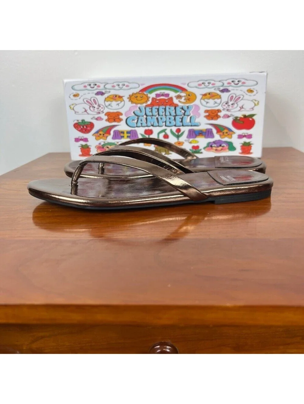 Jeffrey Campbell Kierra Free People Bronze Metallic Thong Sandals 7.5 NWT